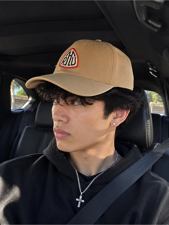 Rhude Other - Rhude Beige Hat with Red and Black Emblem